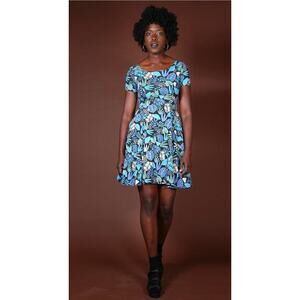 Nooworks Plant Life Print Cha Cha Dress Size Small